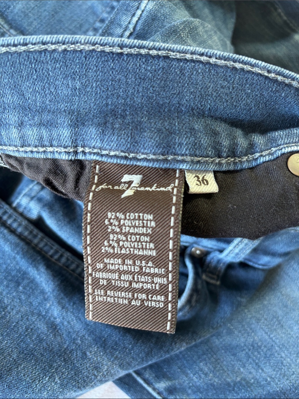 7 For All Mankind Men’s Blue Denim Jeans - Picture 7 of 9